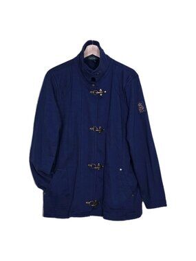 Vtg Ralph Lauren Utility Jacket Women 2X Blue Cotton Fireman Toggle Clasp Preppy